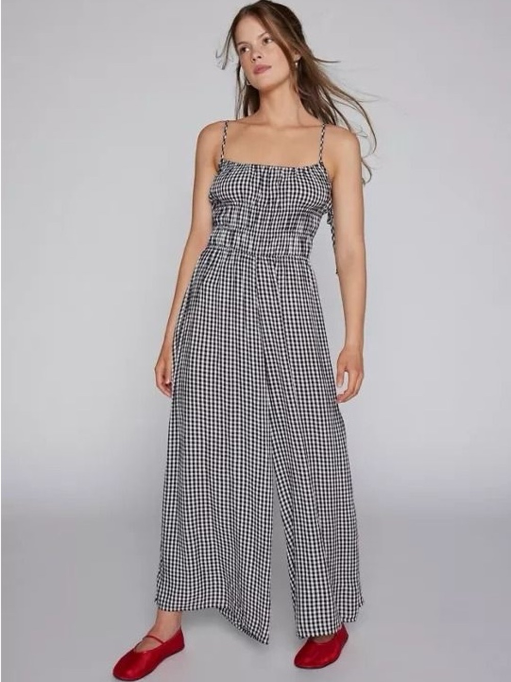 Kimchi Blue Black & White Gingham Wide-Leg Jumpsuit